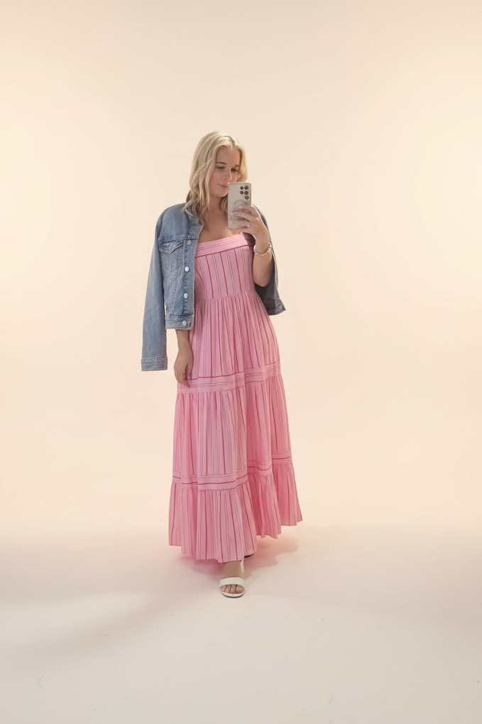 Caju Maxi Dress - Pink Stripe