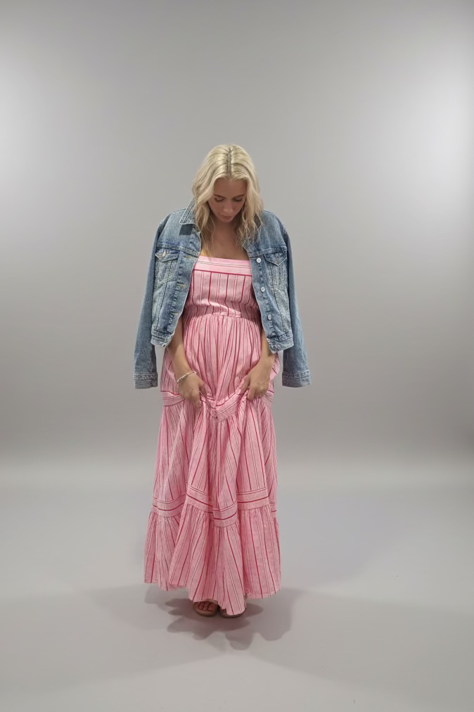 Caju Maxi Dress - Pink Stripe