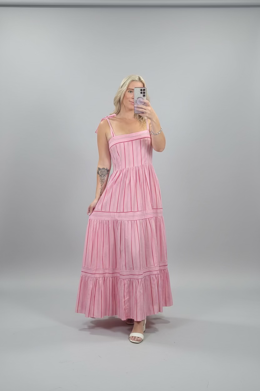 Caju Maxi Dress - Pink Stripe